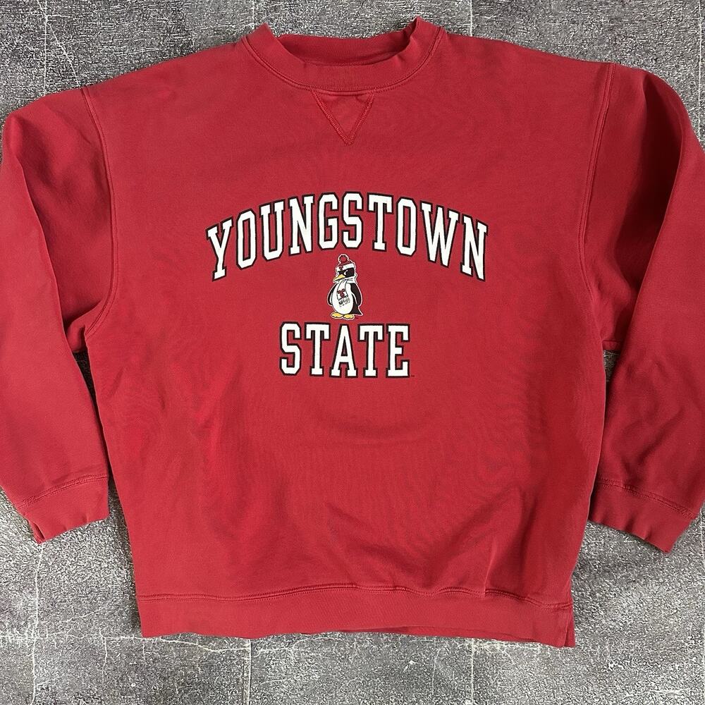 Men's Vintage Y2K TCX Youngstown State Penguins Red Crewneck Sweatshirt Sz L VTG